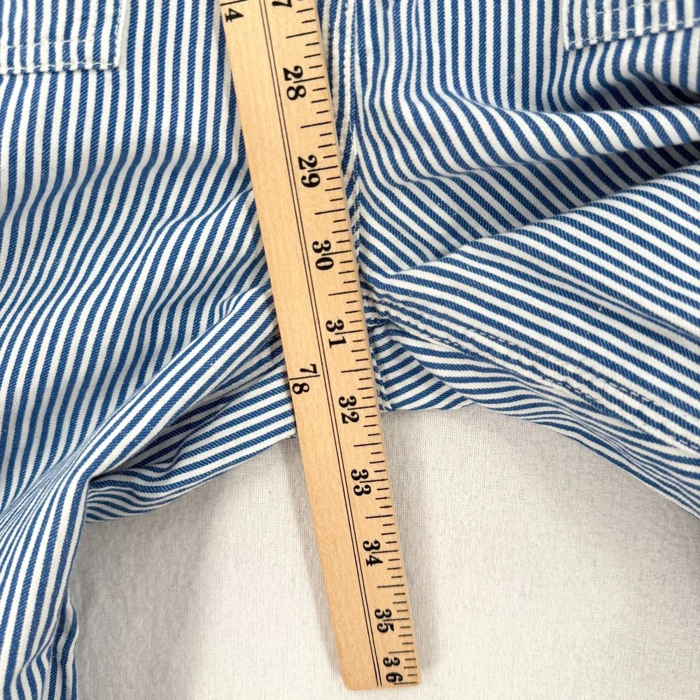 OUTERKNOWN Station Jumpsuit Women Small Blue Railroad Striped Utility Coveralls